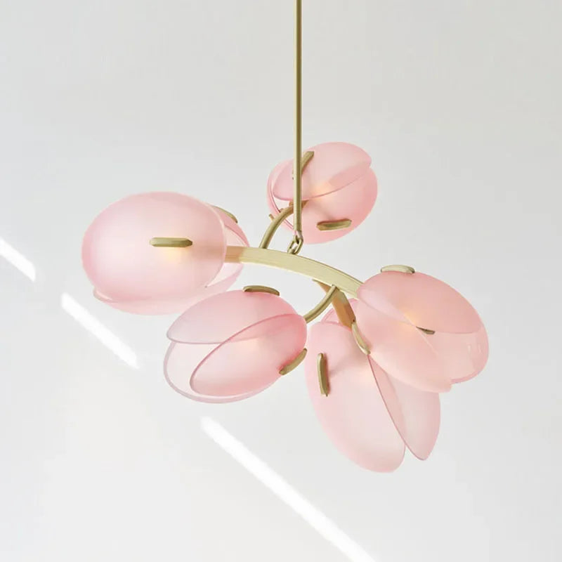 Nordlicht | Lampa sufitowa z różowego szkła w kształcie tulipana