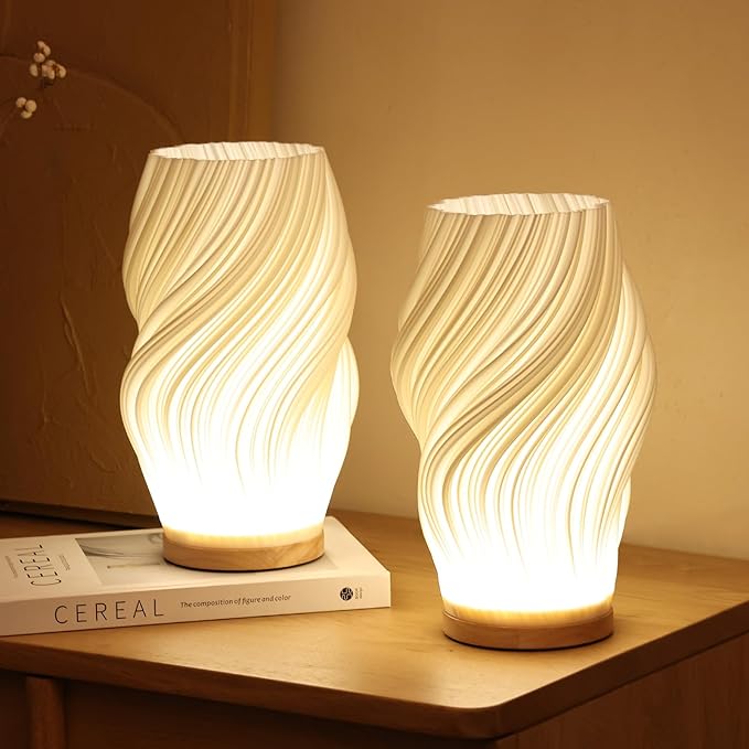 Serene Wavecrest | Designerska lampa stołowa o falistym kształcie