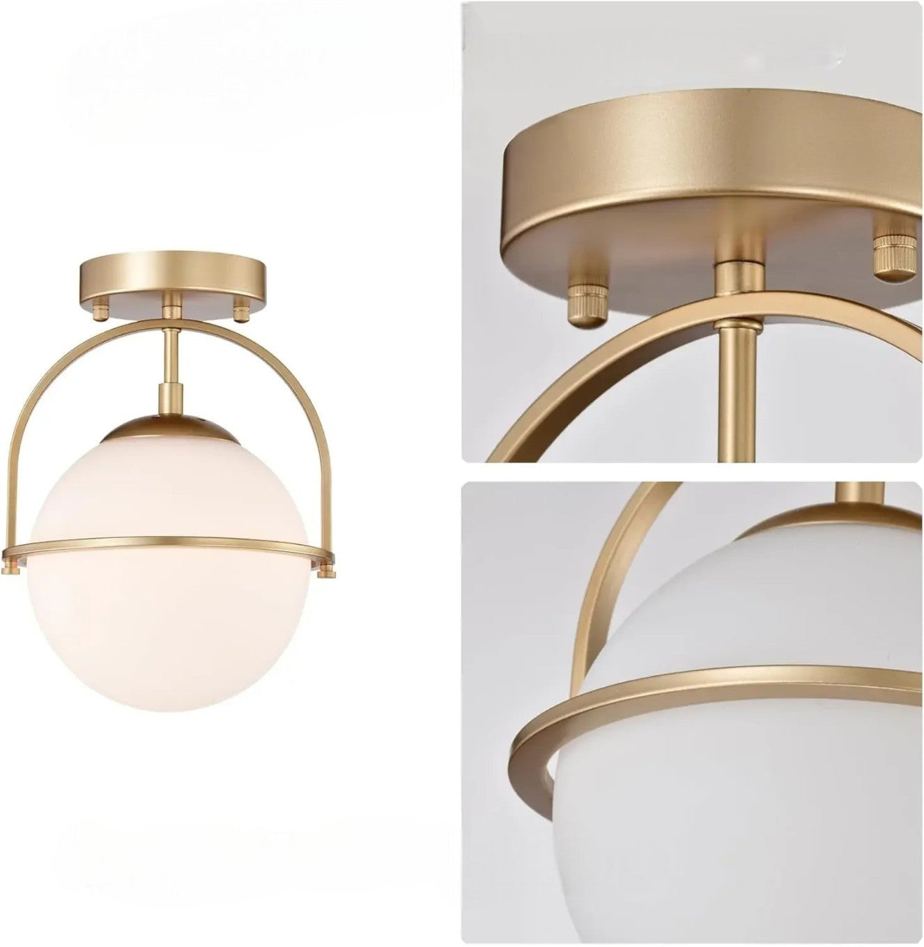 Nordora | Lampa sufitowa LED ze szkła mrożonego z mosiężną ramką