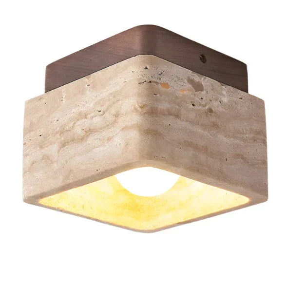 Liora | Kwadratowa lampa sufitowa LED z drewna trawertynowego