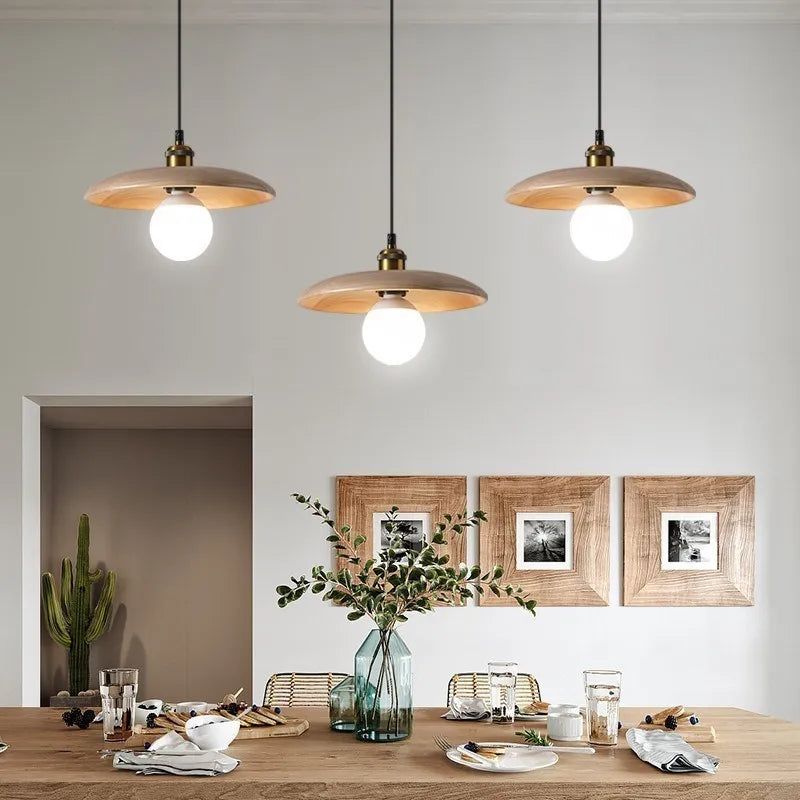 Oriva | Lampa wisząca w kształcie drewnianego krążka