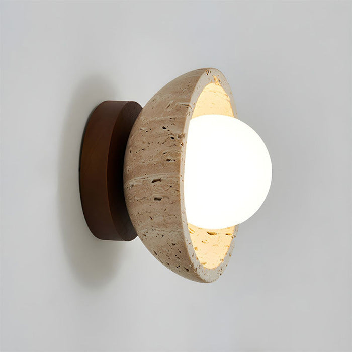 Boho | Kinkiet LED z naturalnego kamienia trawertynowego