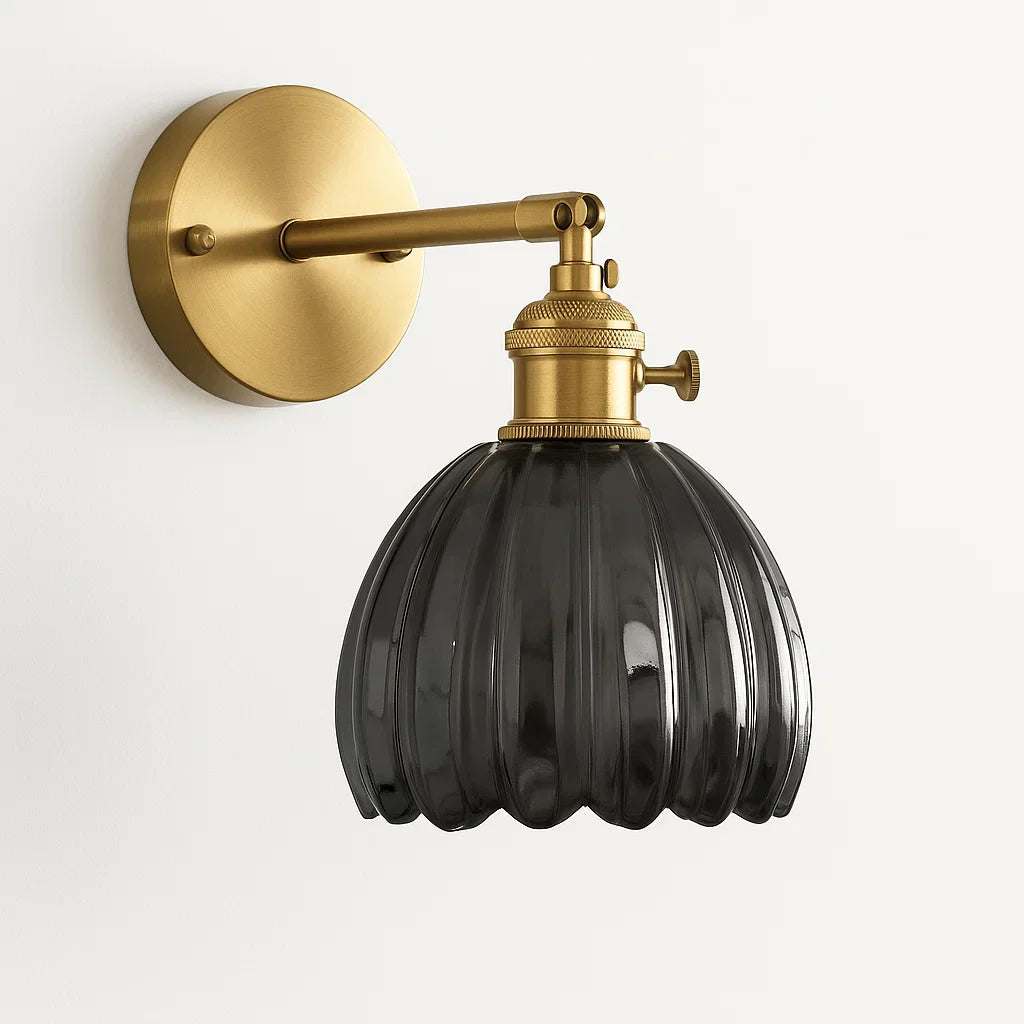 Retro lampa ścienna | Szklany klosz w kształcie tulipana