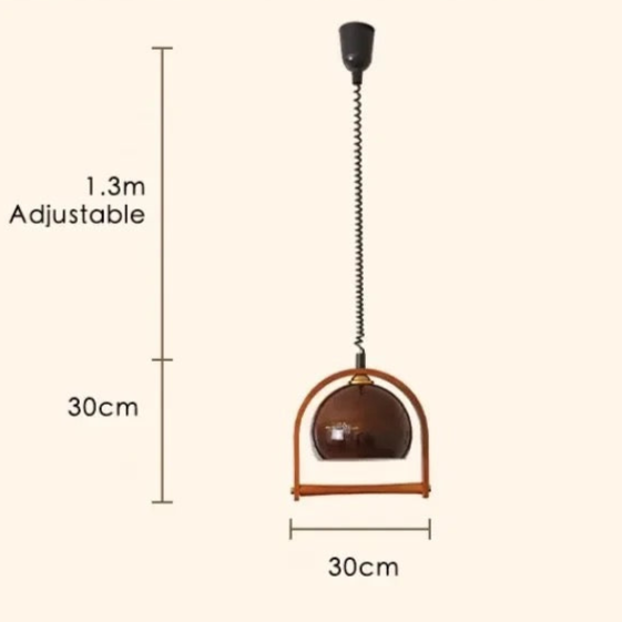 Amira | Kulista lampa wisząca z drewnianą ramą
