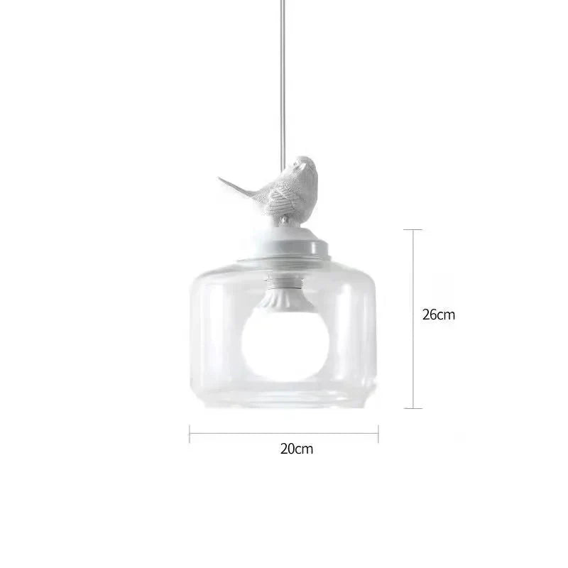 Avelora | Lampa wisząca z ptakiem i szklanym cylindrem