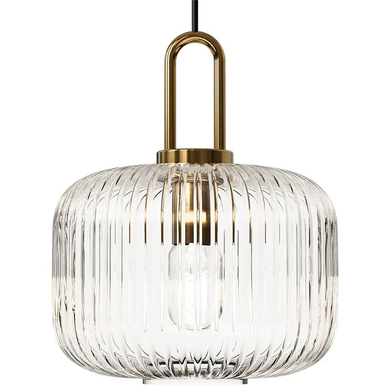 Clarena | Lampa wisząca w stylu szklanym z żłobieniami