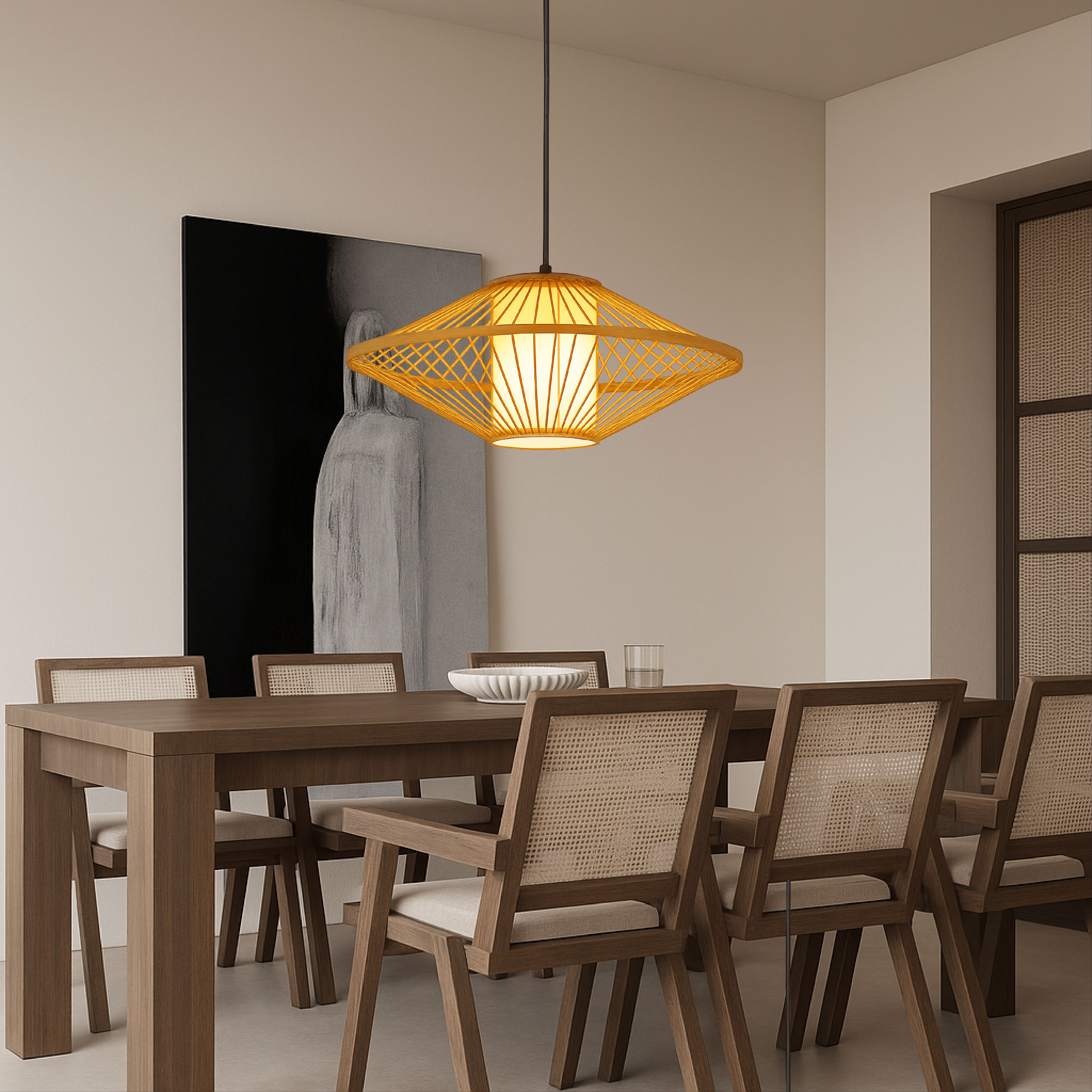 Zeyora | Lampa wisząca z tkaniny geometrycznej