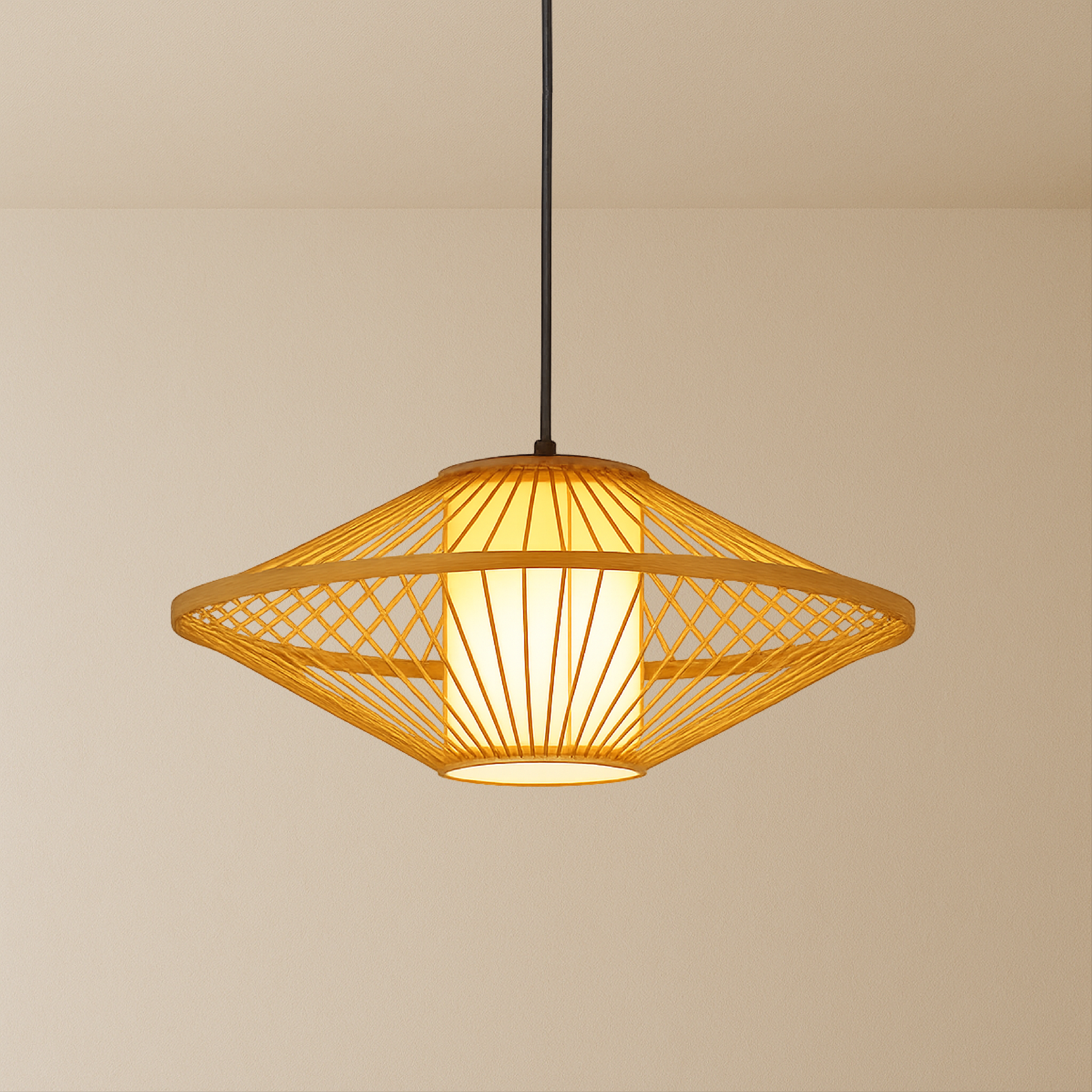 Zeyora | Lampa wisząca z tkaniny geometrycznej