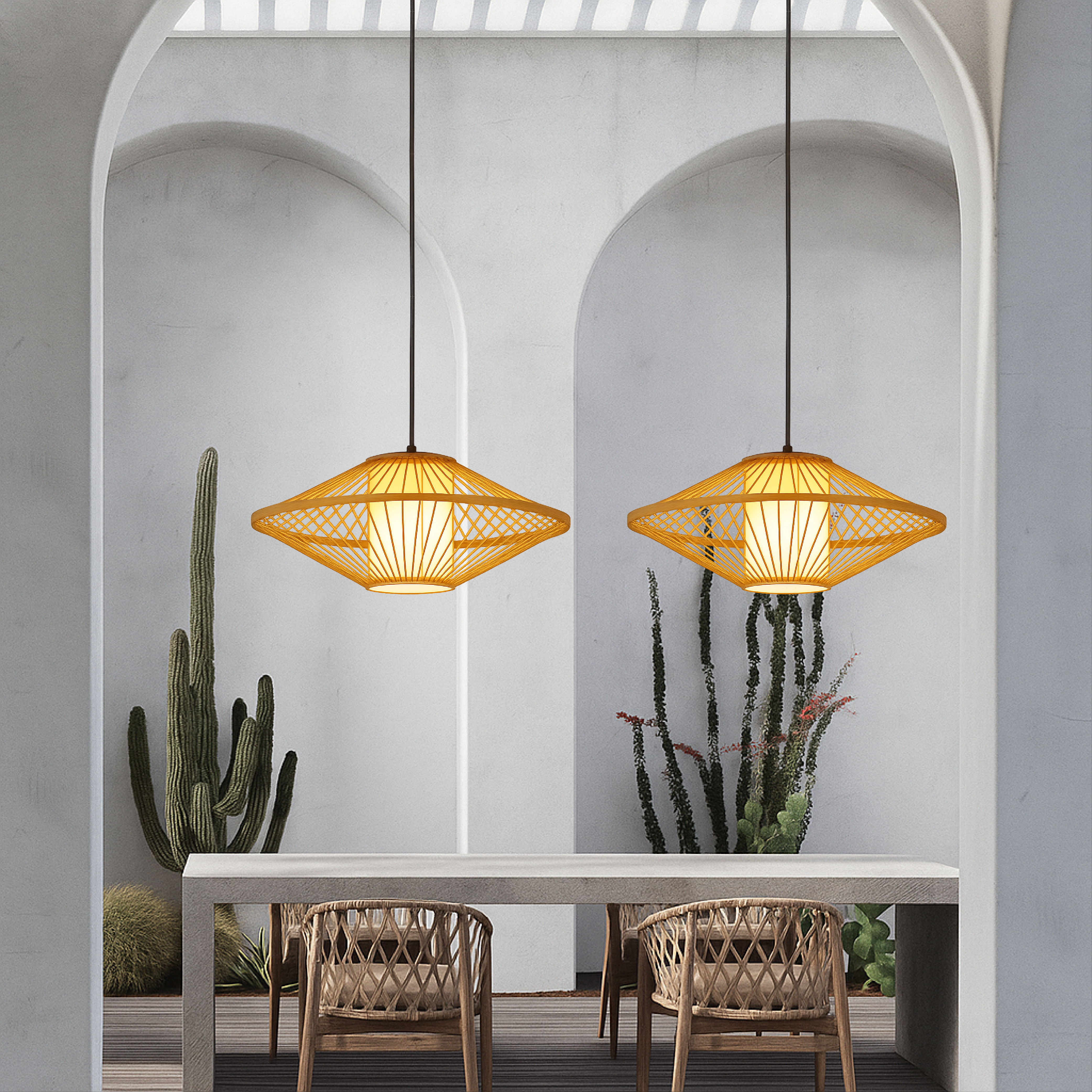Zeyora | Lampa wisząca z tkaniny geometrycznej