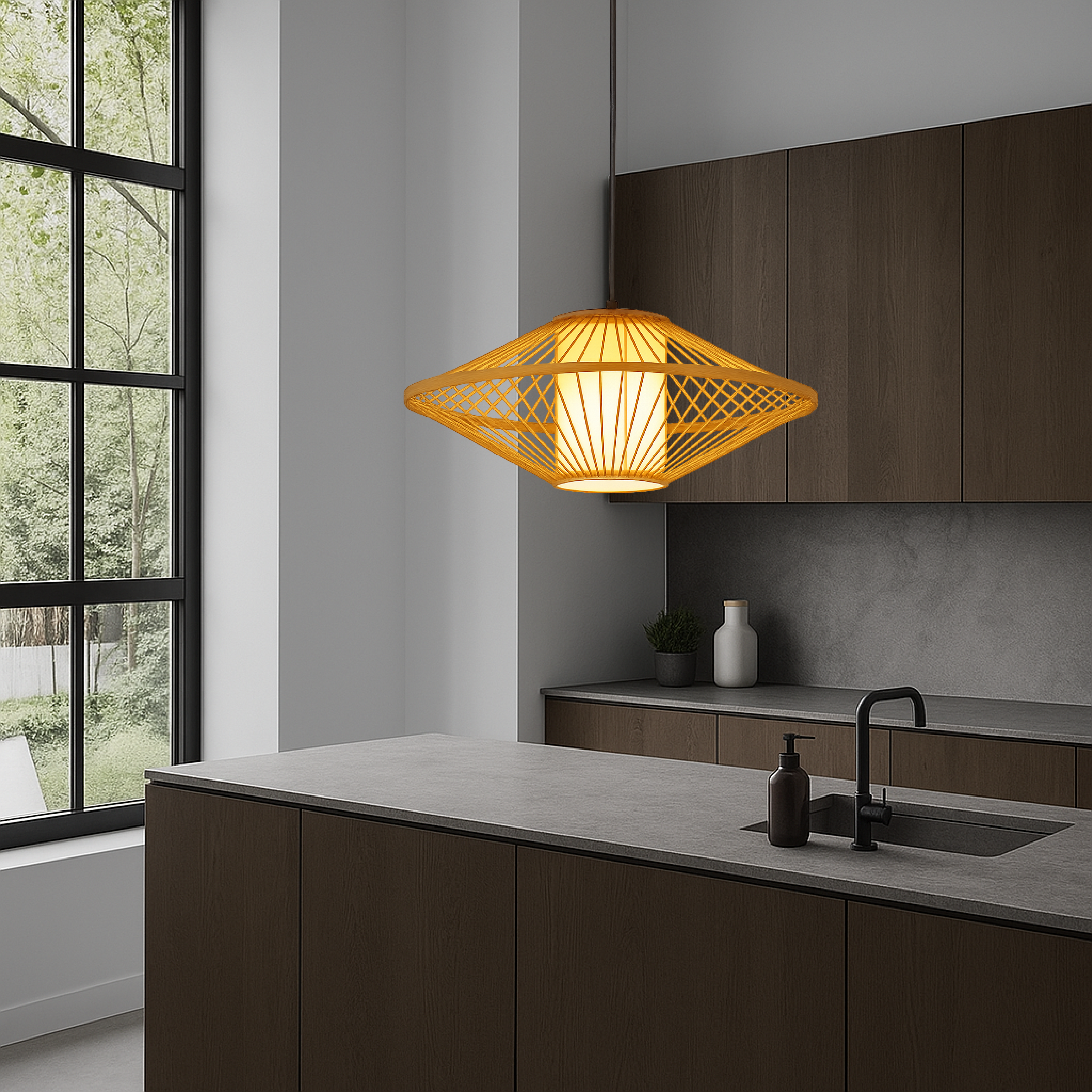 Zeyora | Lampa wisząca z tkaniny geometrycznej