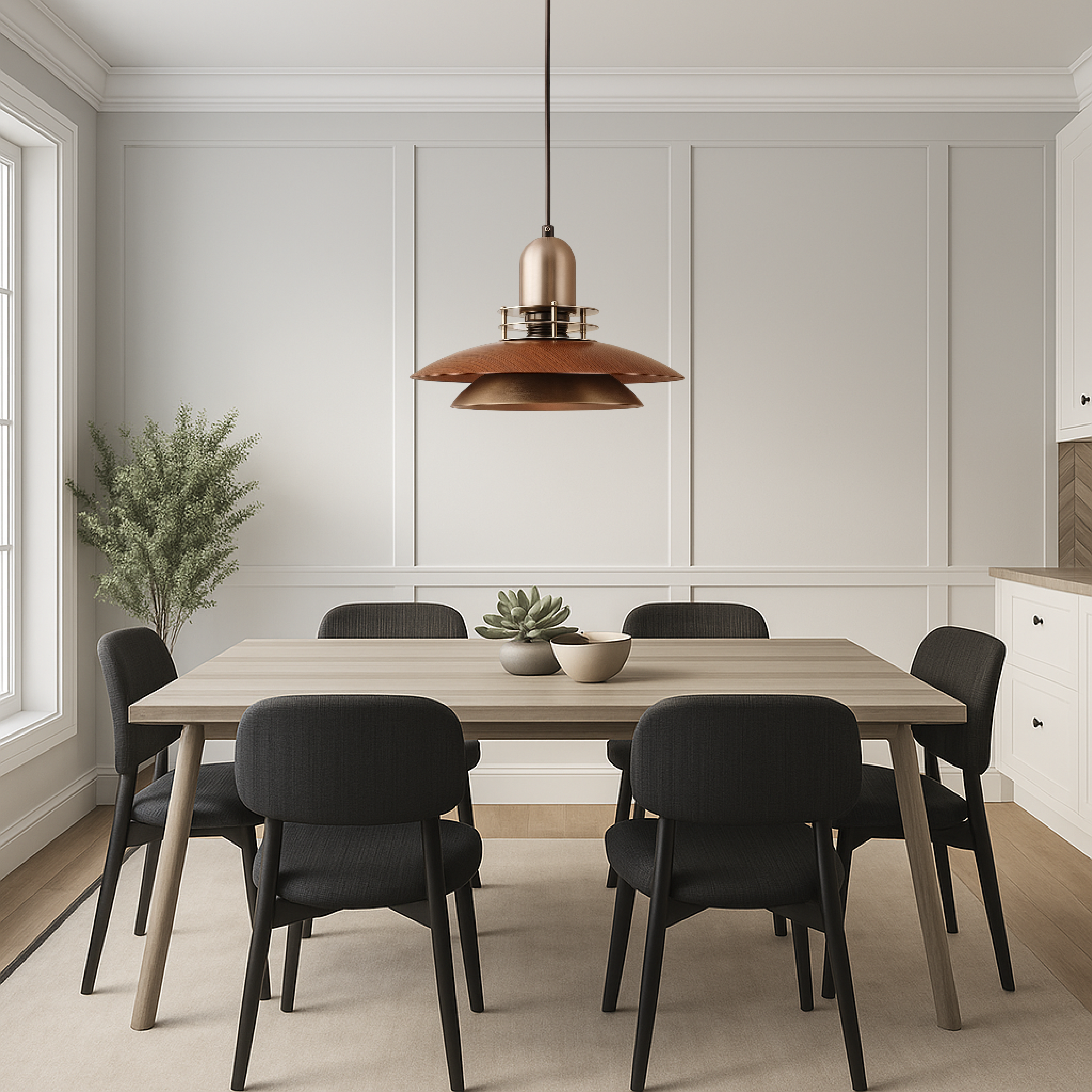 Tavaro | Lampa wisząca z drewnianym wzorem