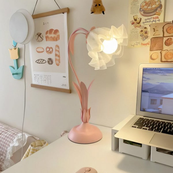 Florina | Kwiatowa lampa stołowa z kloszem w kształcie kwiatu