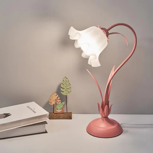 Florina | Kwiatowa lampa stołowa z kloszem w kształcie kwiatu