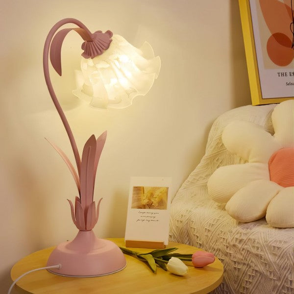 Florina | Kwiatowa lampa stołowa z kloszem w kształcie kwiatu