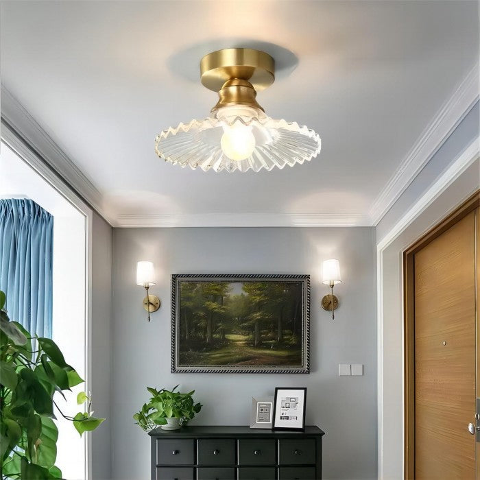 Clyvara | Szklana lampa sufitowa o plisowanym designie
