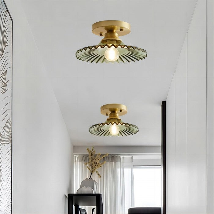 Clyvara | Szklana lampa sufitowa o plisowanym designie