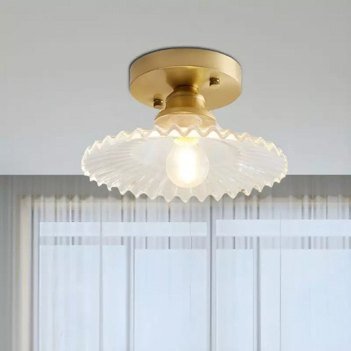 Clyvara | Szklana lampa sufitowa o plisowanym designie