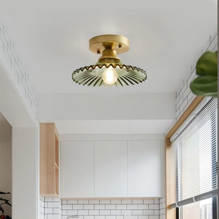 Clyvara | Szklana lampa sufitowa o plisowanym designie