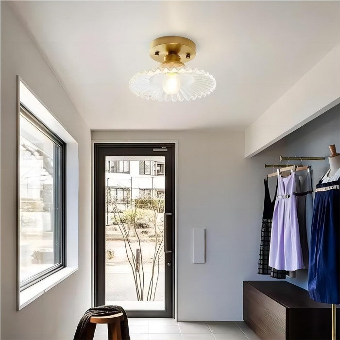Clyvara | Szklana lampa sufitowa o plisowanym designie