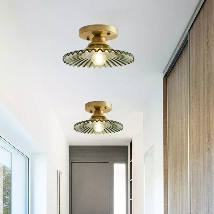 Clyvara | Szklana lampa sufitowa o plisowanym designie