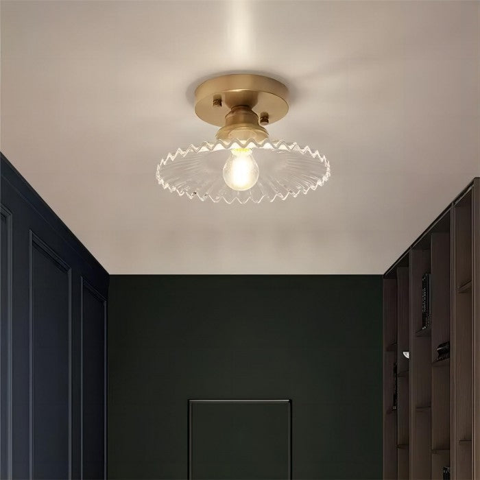 Clyvara | Szklana lampa sufitowa o plisowanym designie